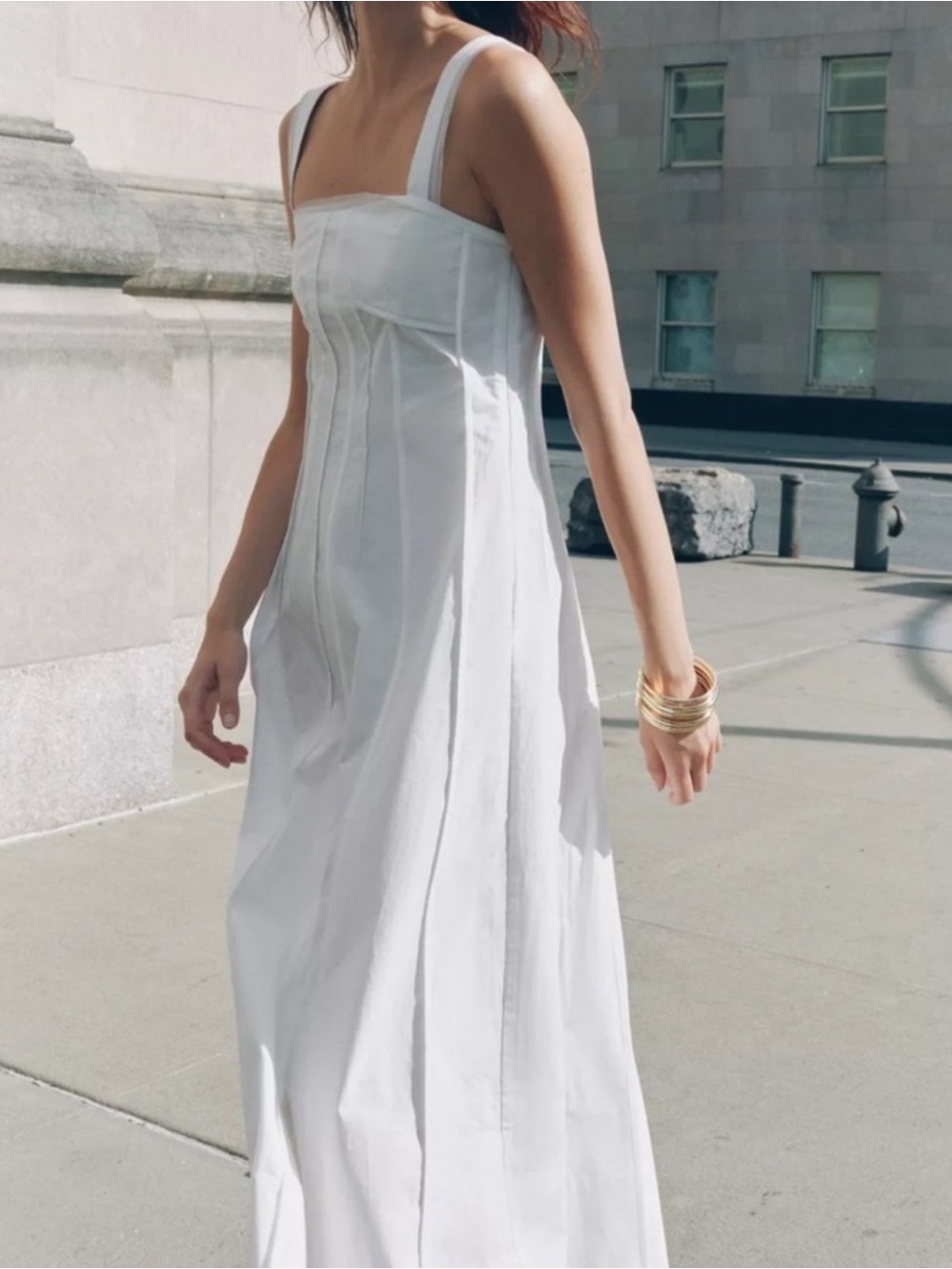 ZARA White Trim Detail Poplin Maxi Dress - Picture 7 of 16